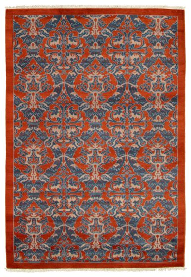 Traditional  Transitional Orange Area rug 3x5 Pakistani Hand-knotted 341336