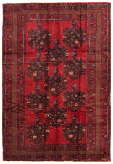 Bordered  Tribal Red Area rug 6x9 Afghan Hand-knotted 342814