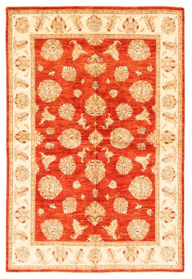 Bordered  Traditional Red Area rug 5x8 Afghan Hand-knotted 345968