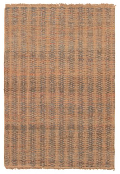 Flat-weaves & Kilims  Transitional Brown Area rug 5x8 Indian Flat-Weave 349992