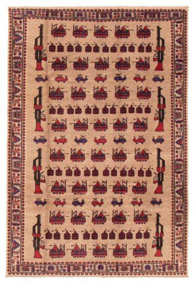 Bordered  Tribal Brown Area rug 6x9 Afghan Hand-knotted 358210