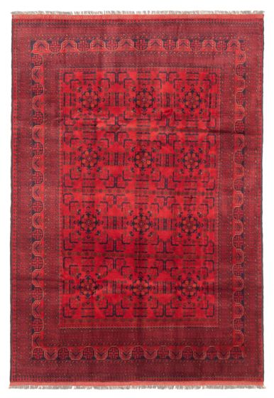 Bordered  Traditional Red Area rug 6x9 Afghan Hand-knotted 360226