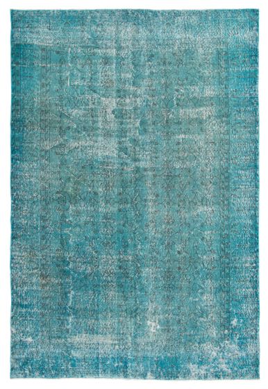 Overdyed  Transitional Green Area rug 8x10 Turkish Hand-knotted 361076