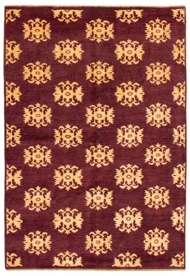 Casual  Transitional Red Area rug 5x8 Pakistani Hand-knotted 362367