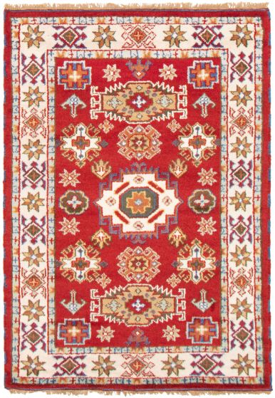 Bordered  Traditional Red Area rug 3x5 Indian Hand-knotted 364357