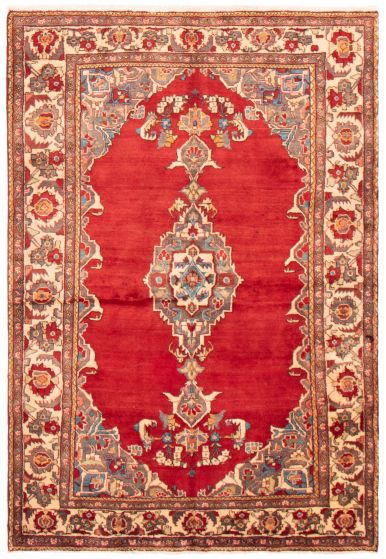 Bordered  Traditional Red Area rug 5x8 Persian Hand-knotted 364961
