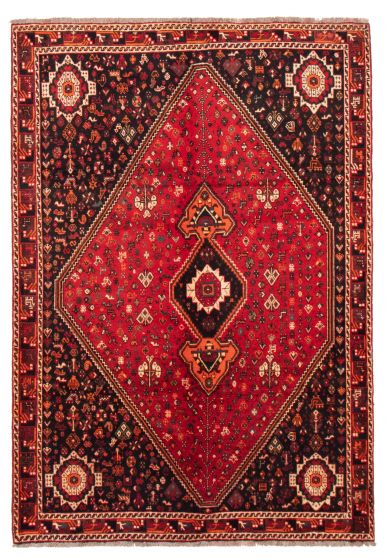 Bordered  Traditional Red Area rug 6x9 Turkish Hand-knotted 369160