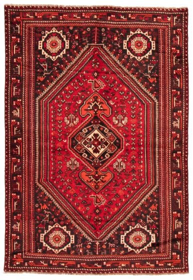 Bordered  Traditional Red Area rug 6x9 Turkish Hand-knotted 372129