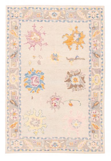 Bordered  Transitional Yellow Area rug 3x5 Pakistani Hand-knotted 382192