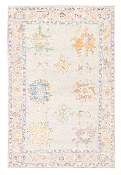 Bordered  Transitional Blue Area rug 3x5 Pakistani Hand-knotted 382199
