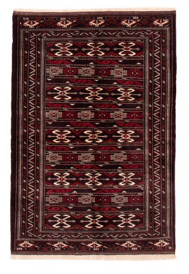 Bordered  Tribal Brown Area rug 4x6 Persian Hand-knotted 383713