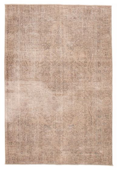 Bordered  Vintage/Distressed Yellow Area rug 5x8 Turkish Hand-knotted 386576