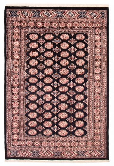 Bordered  Traditional Black Area rug 5x8 Pakistani Hand-knotted 391971