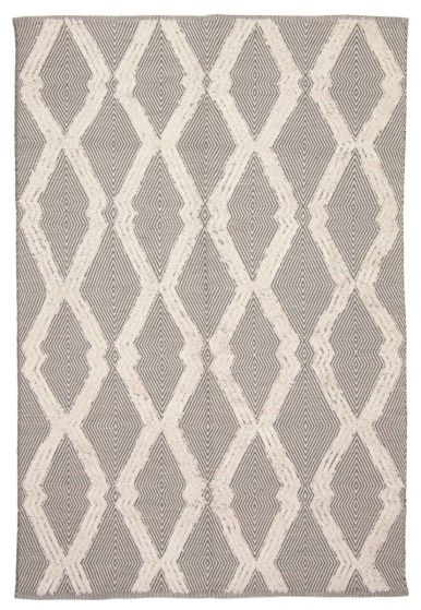 Carved  Traditional/Oriental Grey Area rug 5x8 Indian Flat-Weave 375393