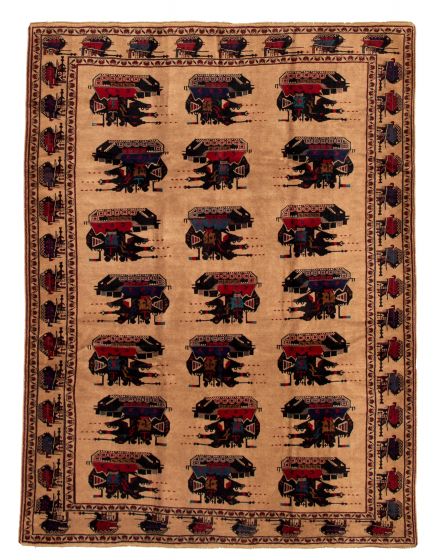 Bordered  Tribal  Area rug 6x9 Afghan Hand-knotted 326617