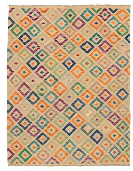 Flat-weaves & Kilims  Transitional Ivory Area rug 5x8 Turkish Flat-weave 331448