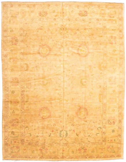 Bordered  Traditional Ivory Area rug Oversize Indian Hand-knotted 339179