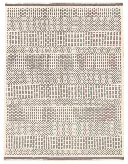 Carved  Transitional Grey Area rug 6x9 Indian Hand-knotted 362719