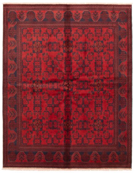 Bordered  Traditional Red Area rug 5x8 Afghan Hand-knotted 364414