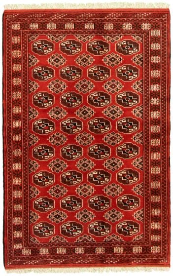 Bordered  Tribal Brown Area rug 4x6 Turkmenistan Hand-knotted 332686