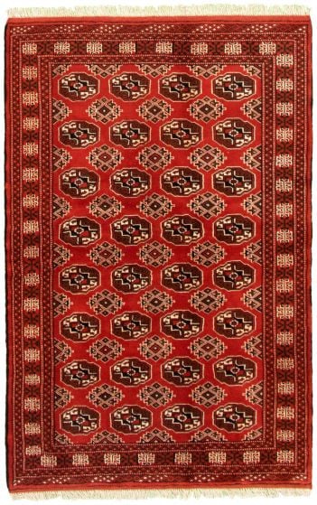 Bordered  Tribal Brown Area rug 4x6 Turkmenistan Hand-knotted 332686