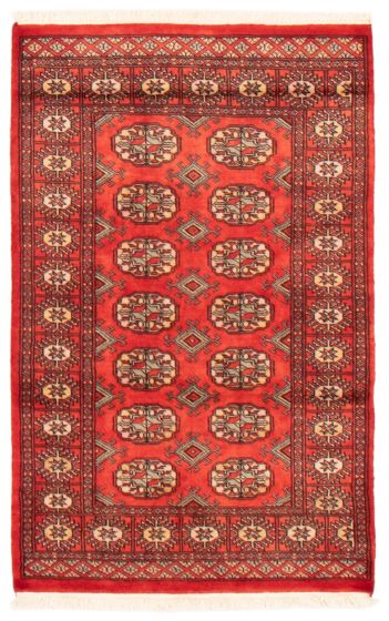 Bordered  Tribal Red Area rug 3x5 Pakistani Hand-knotted 361496