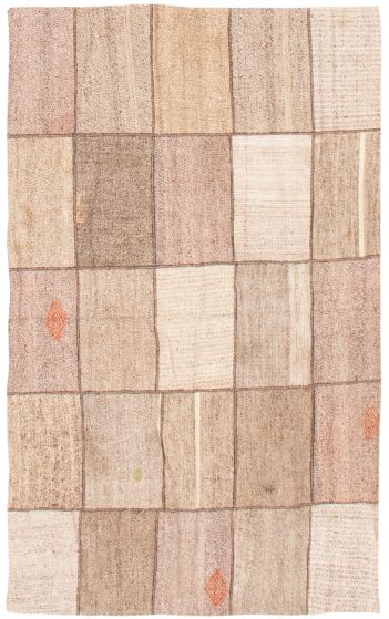 Transitional Brown Area rug 5x8 Turkish Flat-Weave 369419