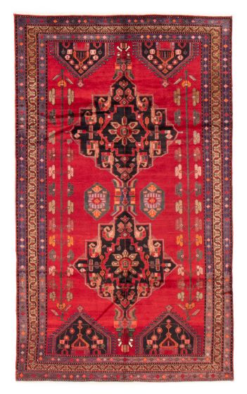 Bordered  Tribal Red Area rug 5x8 Persian Hand-knotted 383410