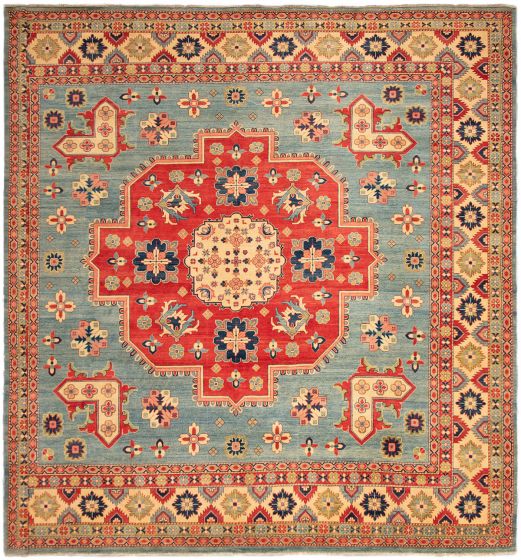 Bordered  Traditional Blue Area rug Oversize Afghan Hand-knotted 307793