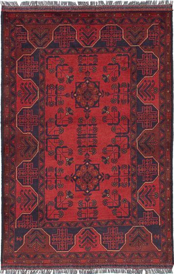 Geometric  Tribal Red Area rug 3x5 Afghan Hand-knotted 238474