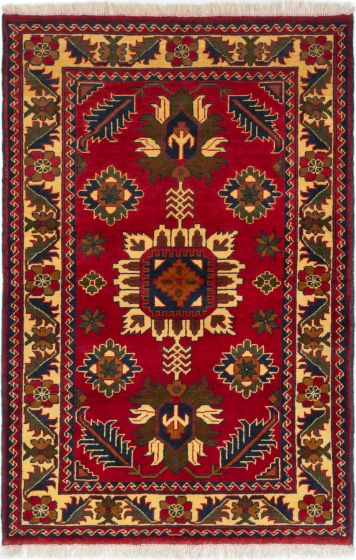 Bordered  Traditional Red Area rug 3x5 Afghan Hand-knotted 282369