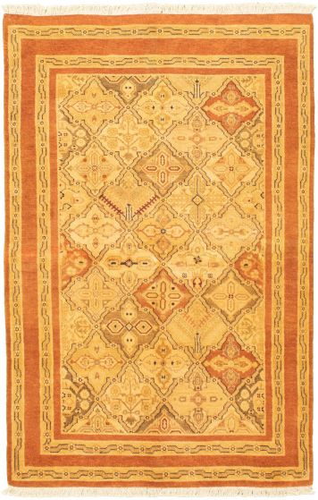Bordered  Traditional Ivory Area rug 3x5 Pakistani Hand-knotted 318606