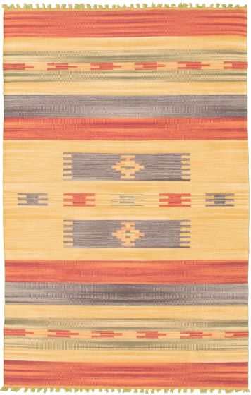 Flat-weaves & Kilims  Transitional Ivory Area rug 3x5 Turkish Flat-weave 339279