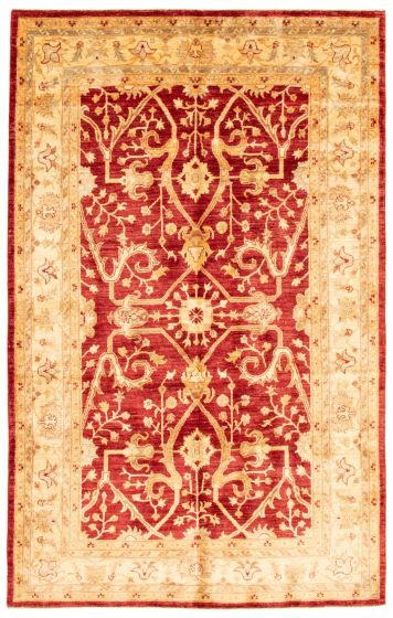 Bordered  Traditional Red Area rug 5x8 Afghan Hand-knotted 345878