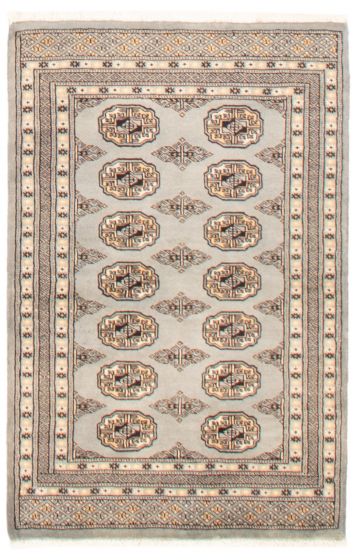 Bordered  Tribal Grey Area rug 3x5 Pakistani Hand-knotted 360038