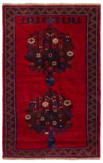 Bordered  Tribal Red Area rug 3x5 Afghan Hand-knotted 372616