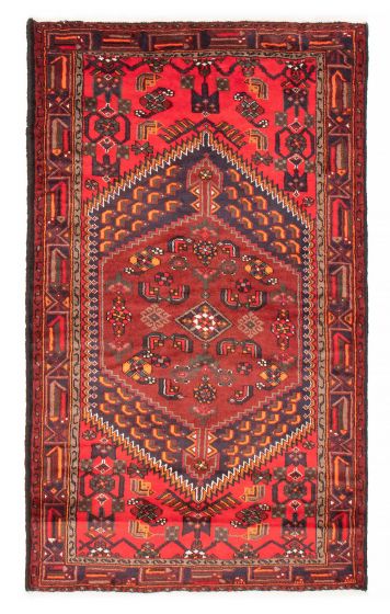 Bordered  Traditional Red Area rug 4x6 Turkish Hand-knotted 380329
