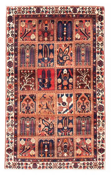 Bordered  Traditional Brown Area rug 3x5 Persian Hand-knotted 385076