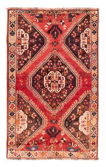 Bordered  Tribal Red Area rug 4x6 Turkish Hand-knotted 385708