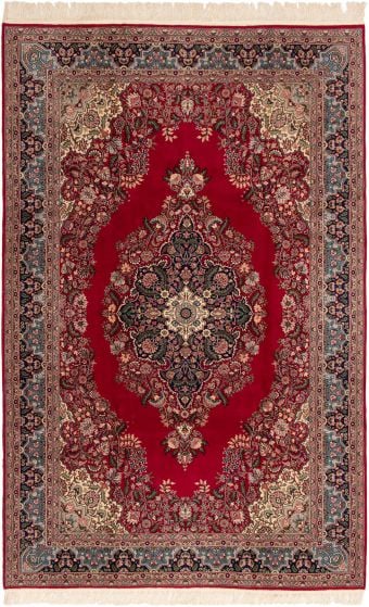 Bordered  Traditional Red Area rug Unique Turkish Hand-knotted 293261