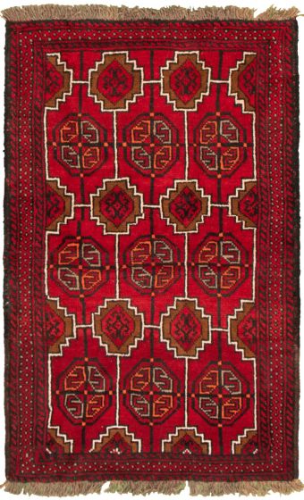 Bordered  Tribal Red Area rug 3x5 Afghan Hand-knotted 321670