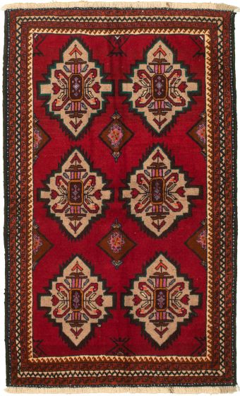 Bordered  Traditional Red Area rug 3x5 Turkish Hand-knotted 333724