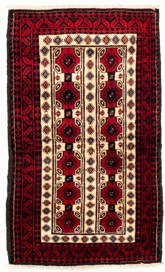 Bordered  Tribal Ivory Area rug 3x5 Afghan Hand-knotted 334762