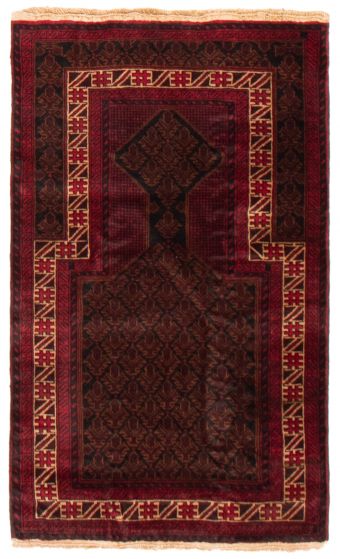 Bordered  Tribal Red Area rug 3x5 Afghan Hand-knotted 359170