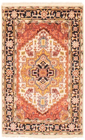 Bordered  Traditional Pink Area rug 3x5 Indian Hand-knotted 369677