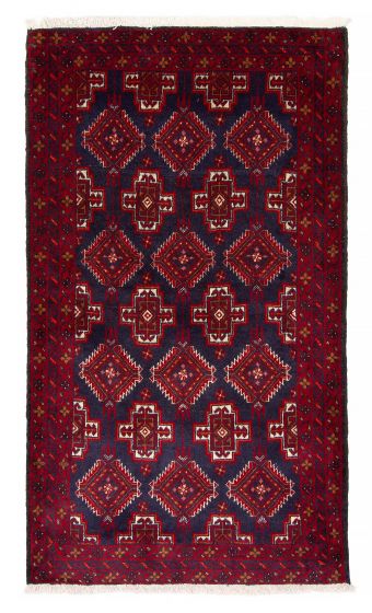 Bordered  Traditional Blue Area rug 3x5 Afghan Hand-knotted 378743