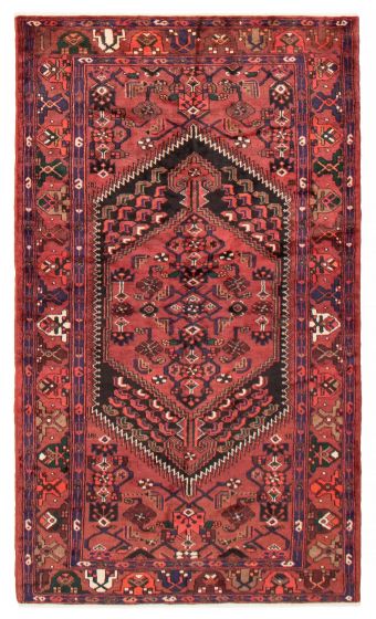 Bordered  Traditional Red Area rug 5x8 Turkish Hand-knotted 389341