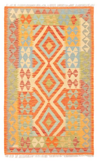 Flat-weaves & Kilims  Geometric Red Area rug 3x5 Turkish Flat-Weave 389454