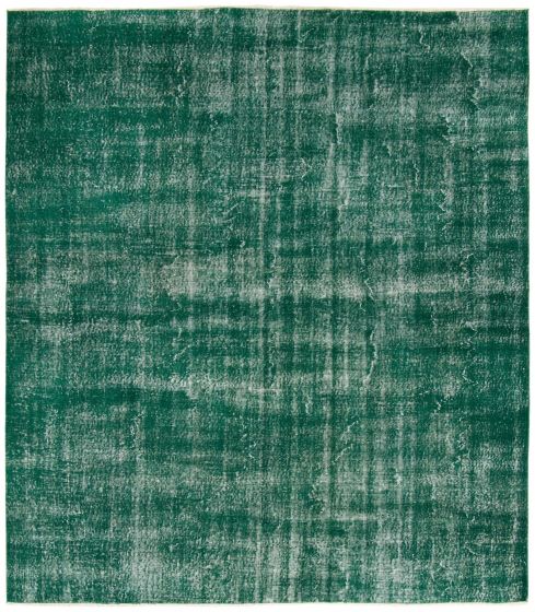 Overdyed  Transitional Green Area rug 6x9 Turkish Hand-knotted 362874