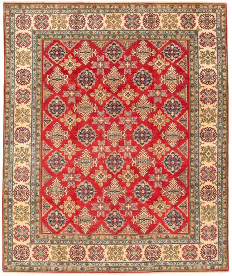 Bordered  Traditional Red Area rug 6x9 Afghan Hand-knotted 326233